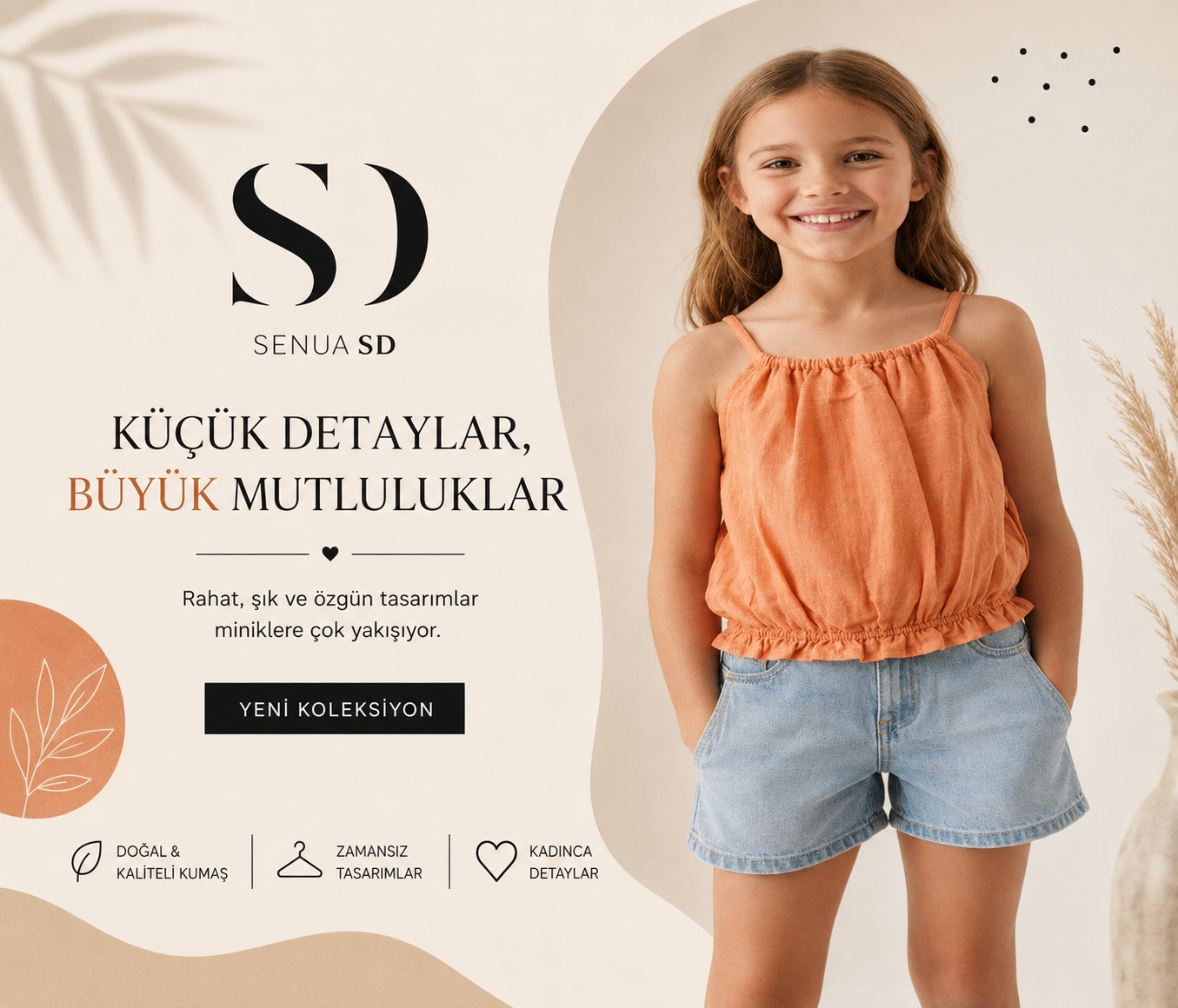 Senua SD çocuk koleksiyonu - kız çocuk askılı bluz ve kot şort
